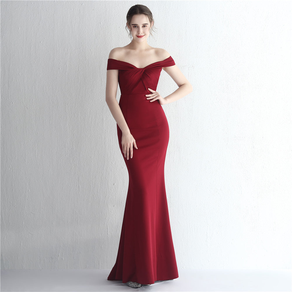 Satin Long Dinner Party Slimming Fishtail Car Evening Dresses