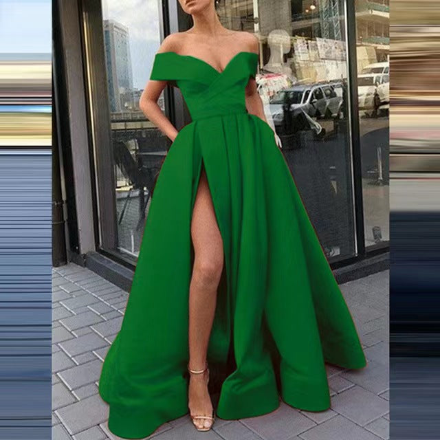 Women's Classic Dress Summer Deep Satin Evening Dresses