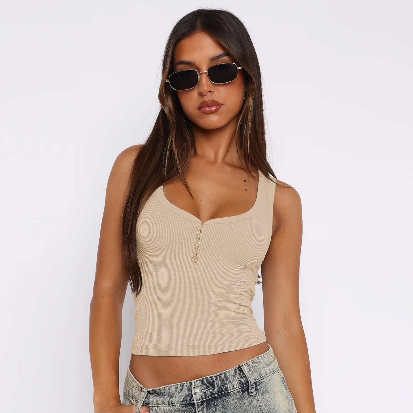 Women's Hot Low Collar Suspender Summer Sweet Tops