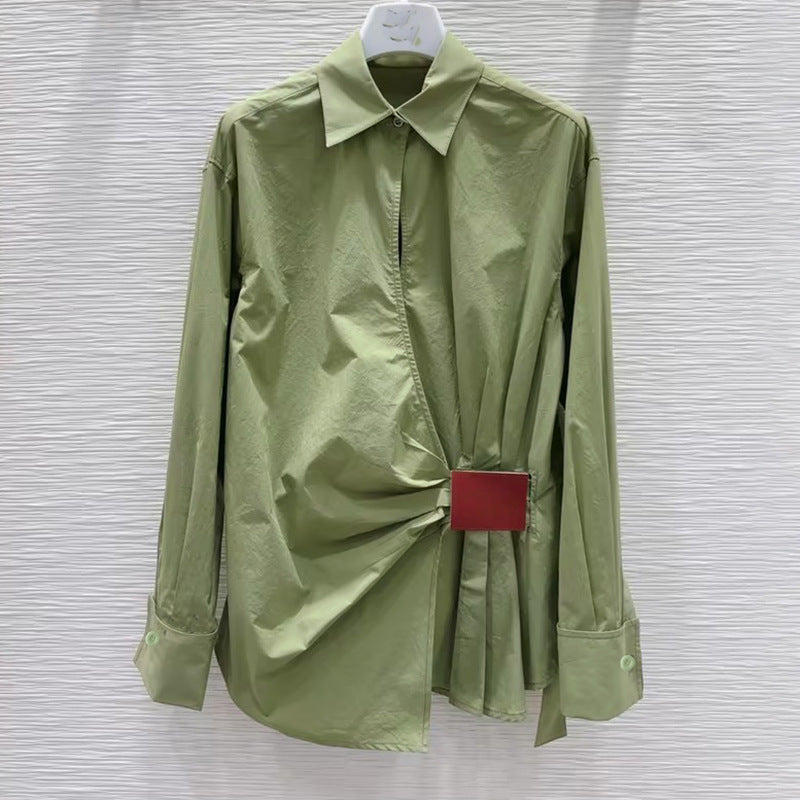 Women's Fashion Temperament Leisure Style Pleated Design Tops