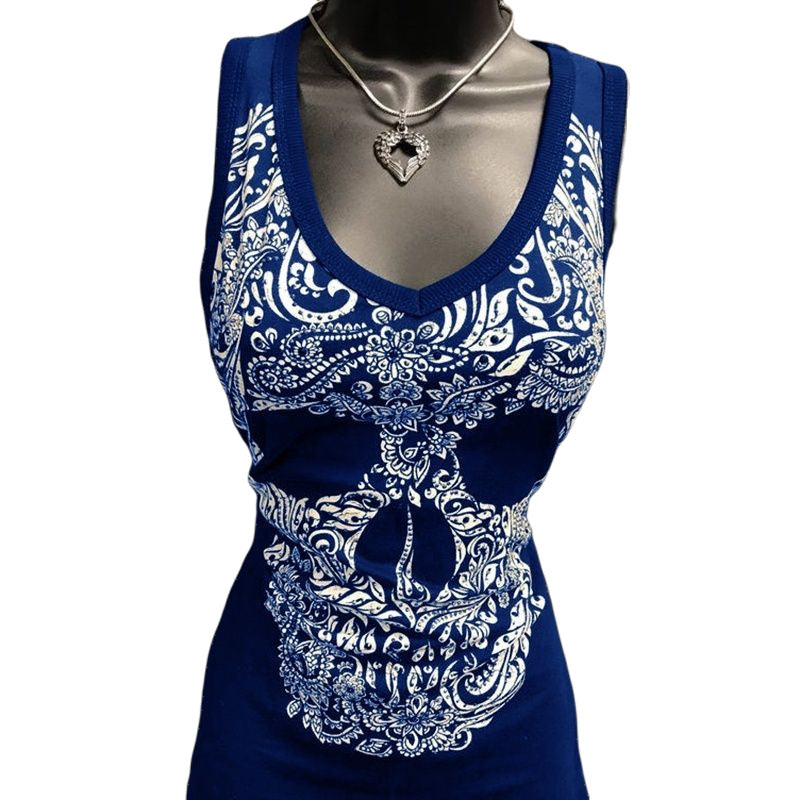 Women's T-shirt Sexy Slim Fashion Skull Print Tops