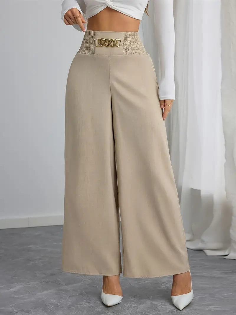 Waist Slimming Temperament Commute Solid Color Pants