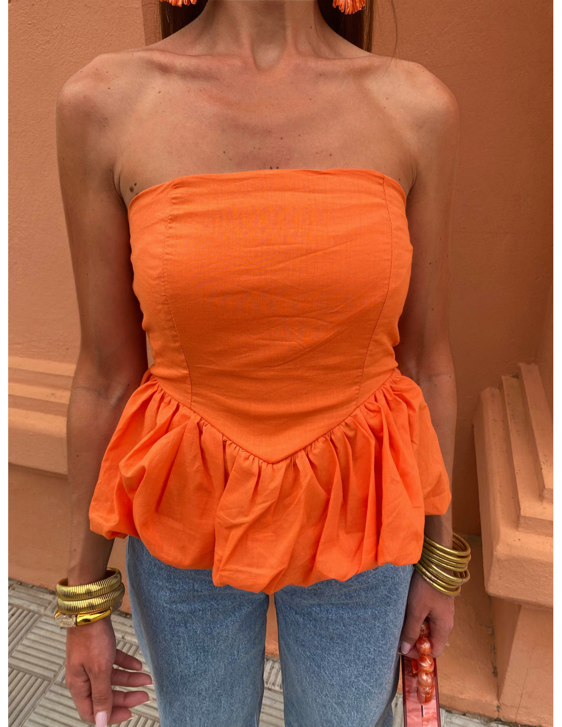 Women's Summer Tube Stitching Sexy Bubble Tops