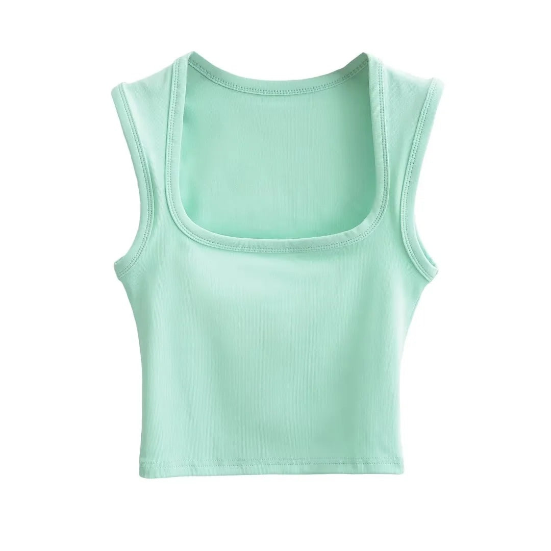 Women's Summer Sexy Deep Square Collar Tight-fitting Tops