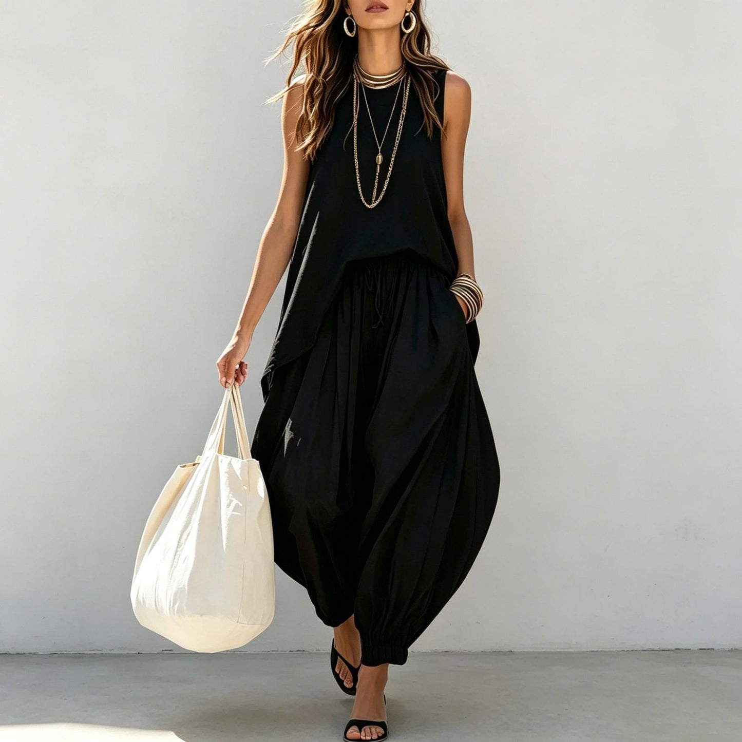 Loose Sleeveless Bloomers Two-piece Bohemian Style Holiday Tops