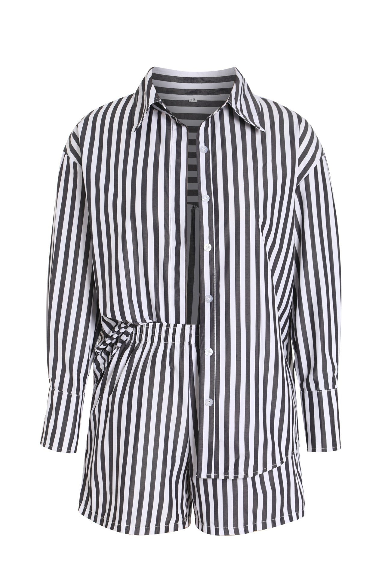Women's Casual Sportswear Striped Long Sleeve Shirt Loose High Suits