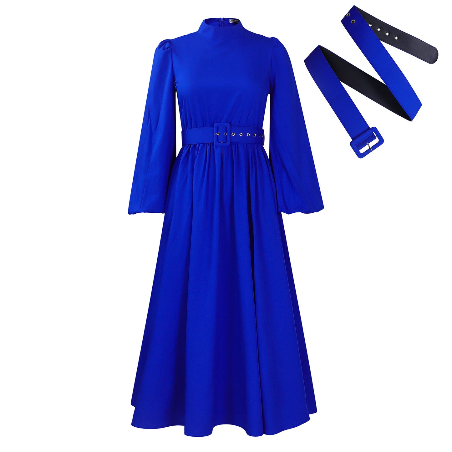Women's Winter Collar Long Sleeves Waist Temperament Slimming Large Dress