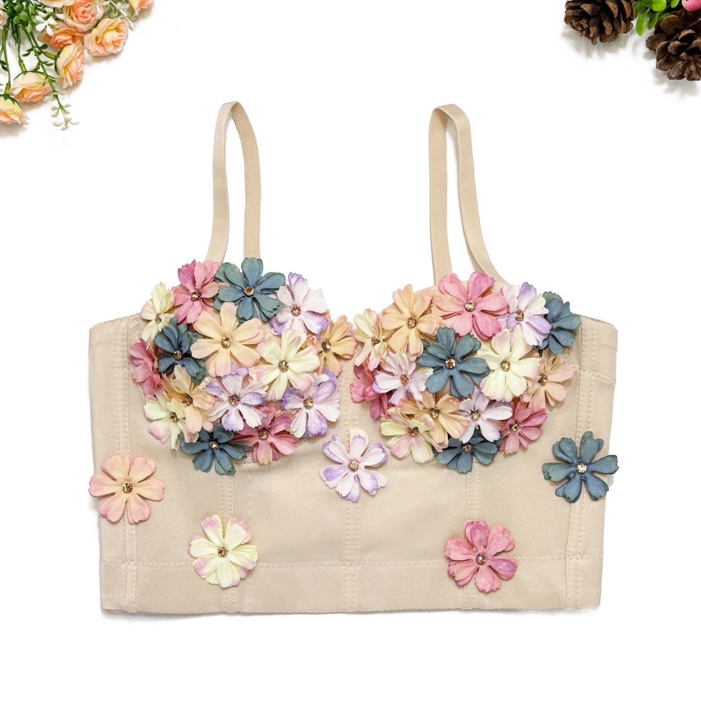 Three-dimensional Little Flower High-grade Cute Sweet Inner Wear Can Tops