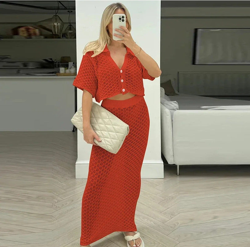 Casual Cool Elegant Knitted Crocheted Buckle Skirts