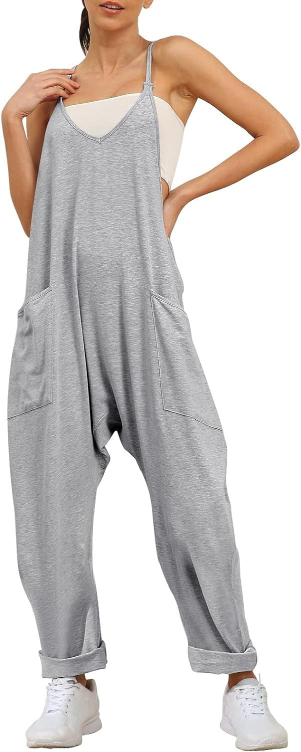 Women's Summer Large Pocket Overalls Loose Bodysuit Jumpsuits