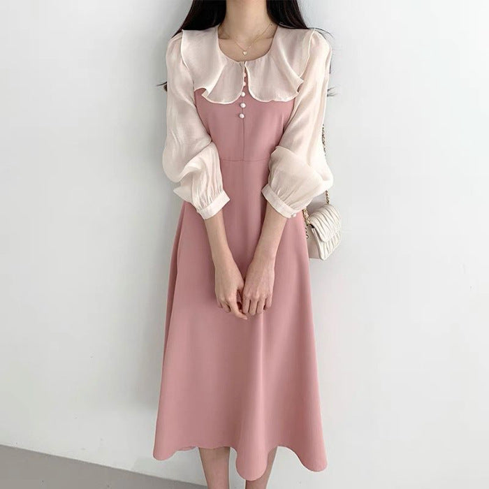 Women's French Style Temperament Ruffled Stitching Fake Dresses