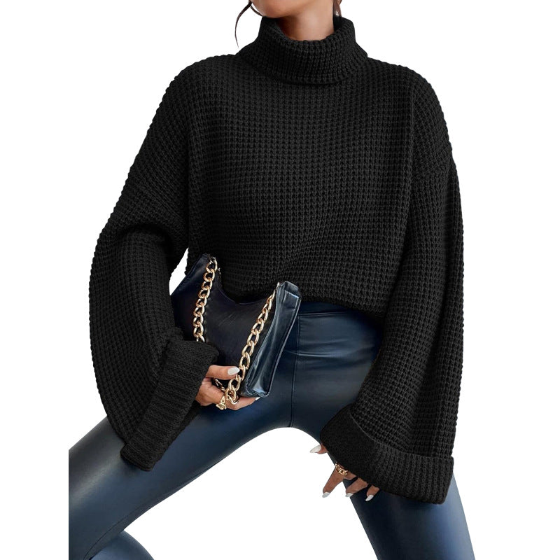 Women's Knit Shirt Fashion Pullover High Collar Sweaters