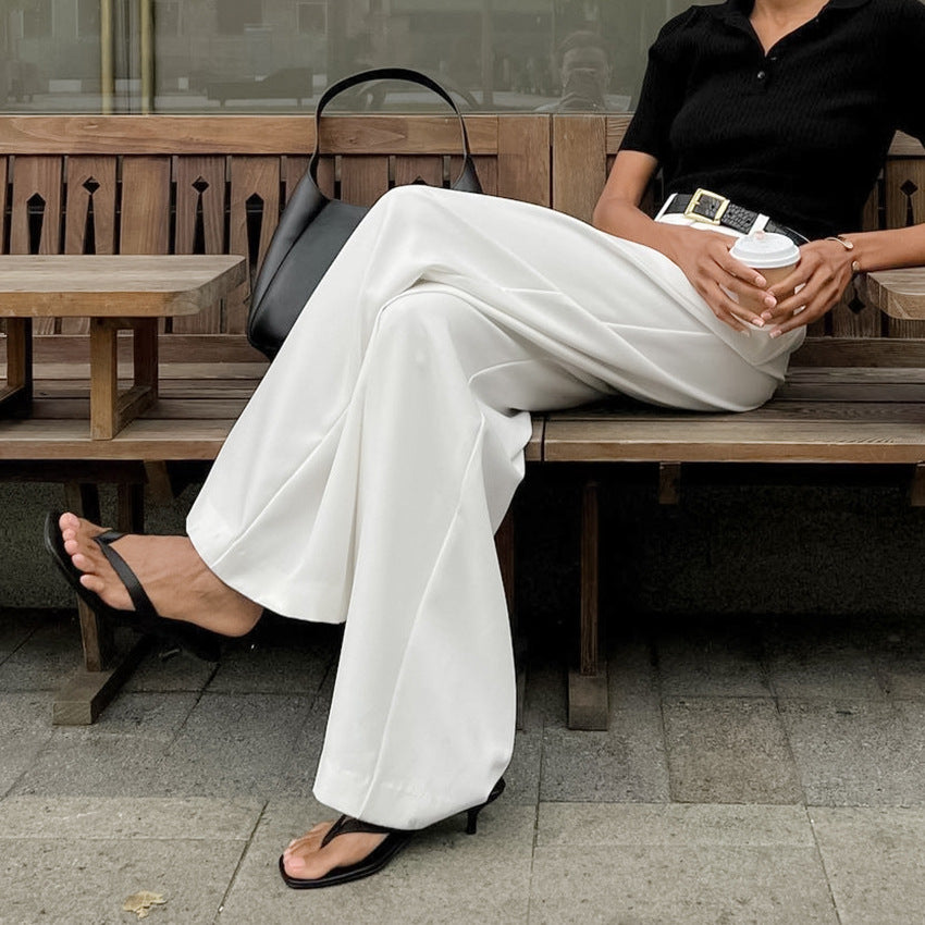 Women's White Trousers Fashionable Simple Casual Loose Clothing