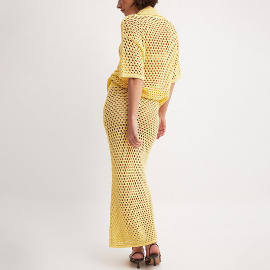 Women's Casual Fashion Fishnet Knitted Shirtdress Suits