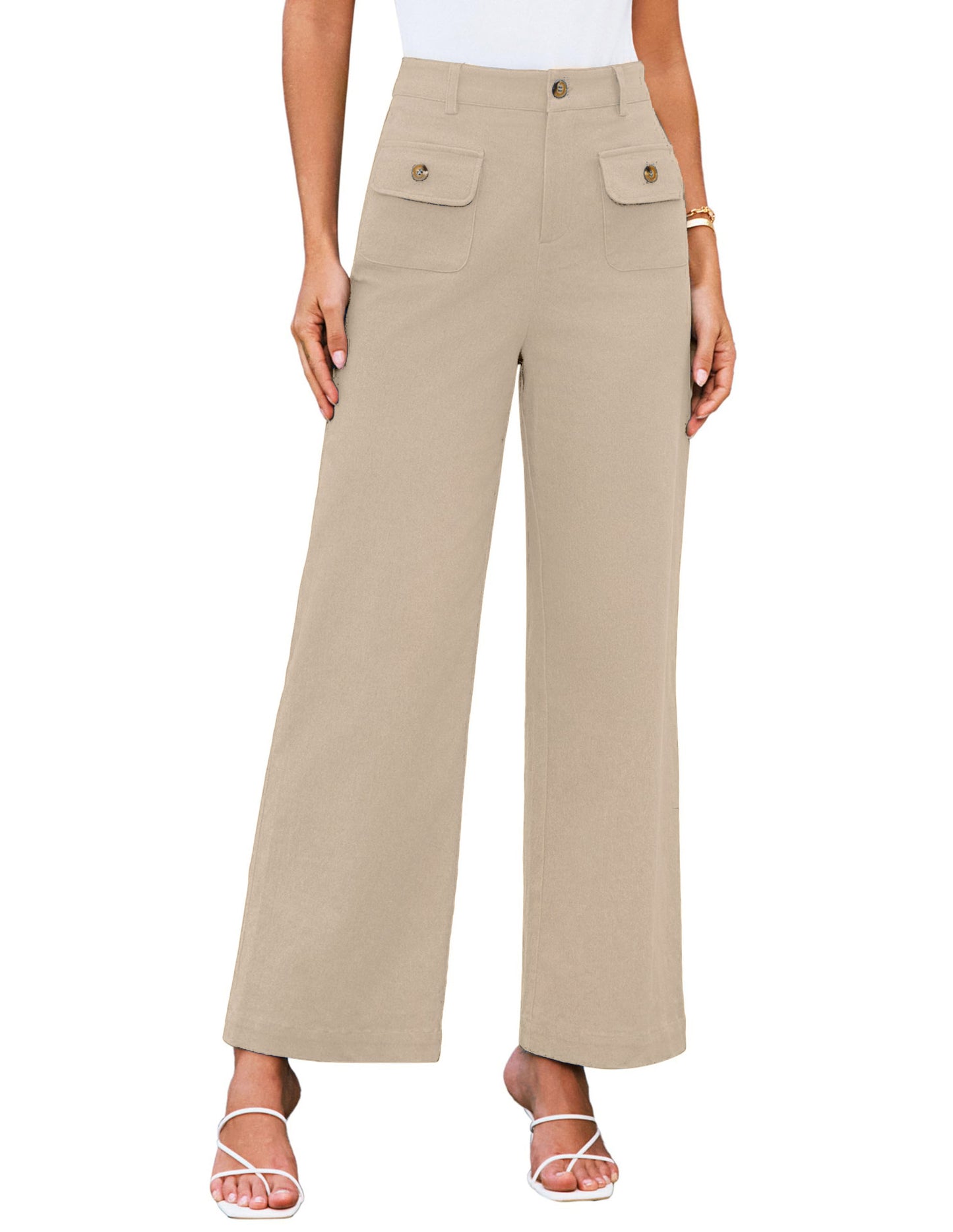 Women's Wide Leg Stretch Trousers Formal Wear Business Pants