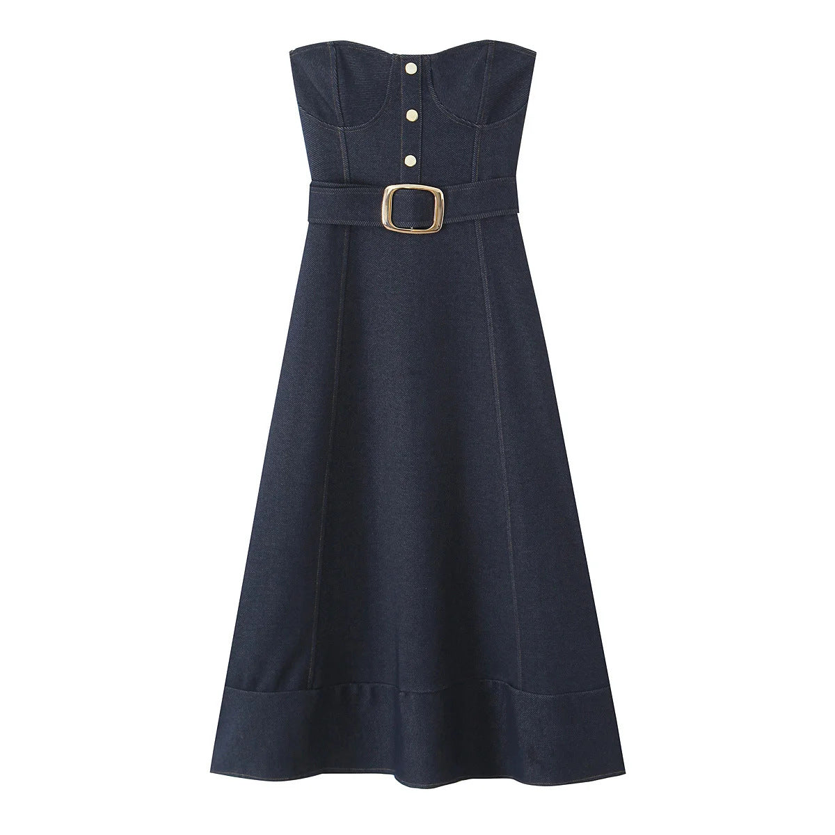 Women's Summer Waist Slimming Mid-length Elegant Denim Dresses
