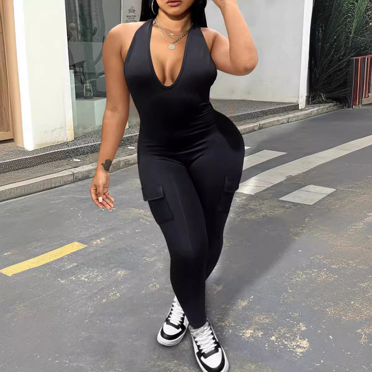 Women's Backless Halter Hip Lifting Sport With Jumpsuits