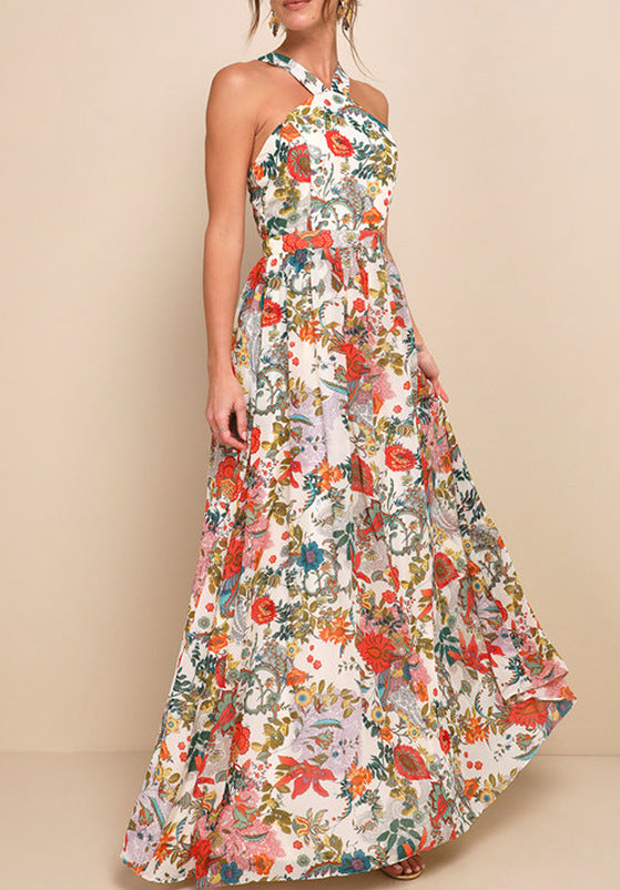 Women's Fashion Chiffon Print Fairy Long Elegant Dresses