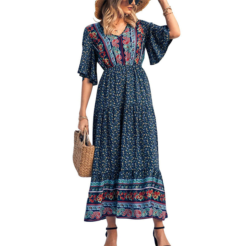 Women's Summer Bohemian Dress Beach Vacation Large Dresses