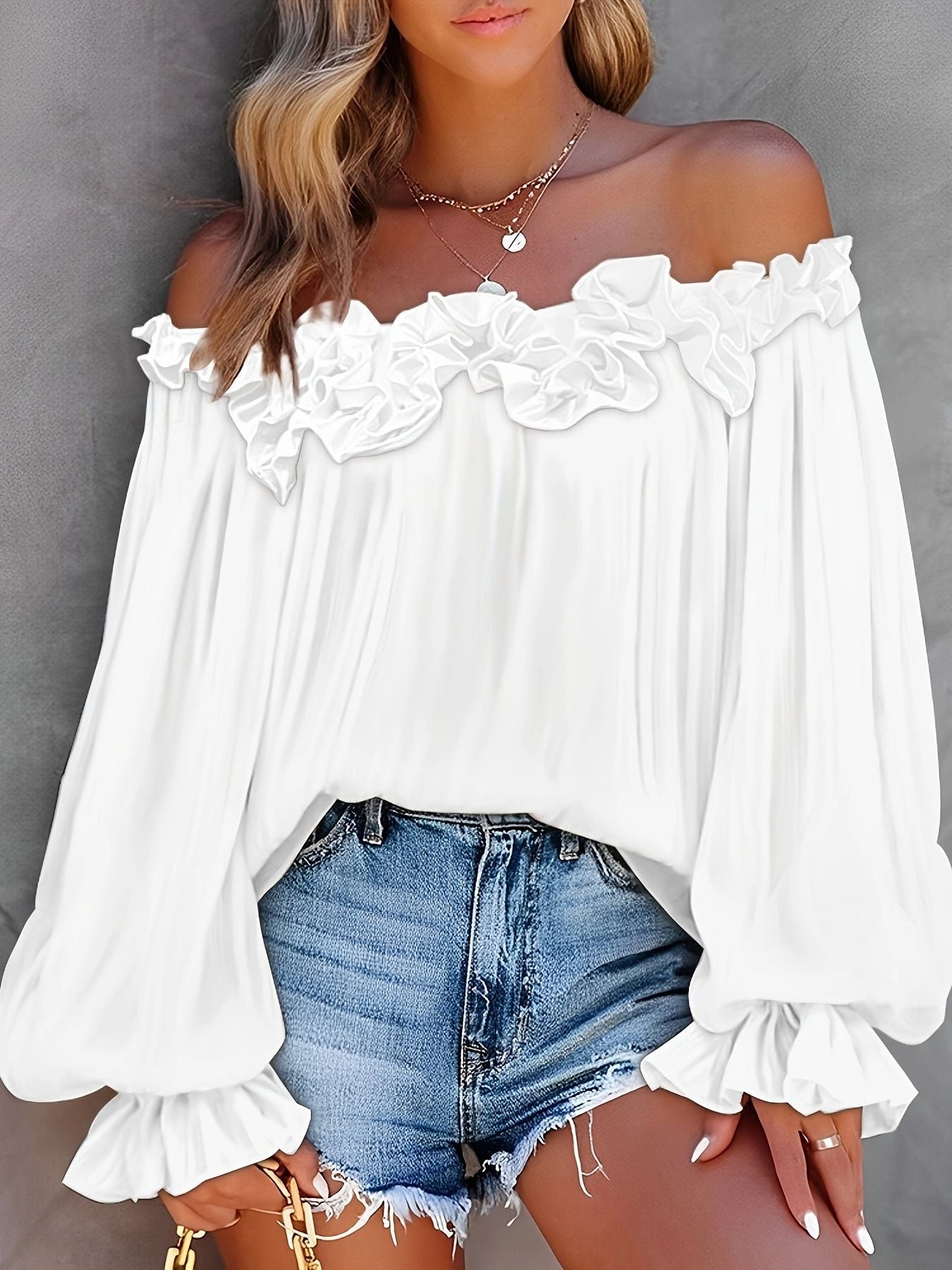 Women's Elegant Style Casual Long Sleeve Ruffle Blouses