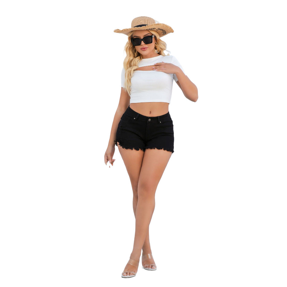 Summer Leisure Washed-out Retro Worn Solid Color High Shorts
