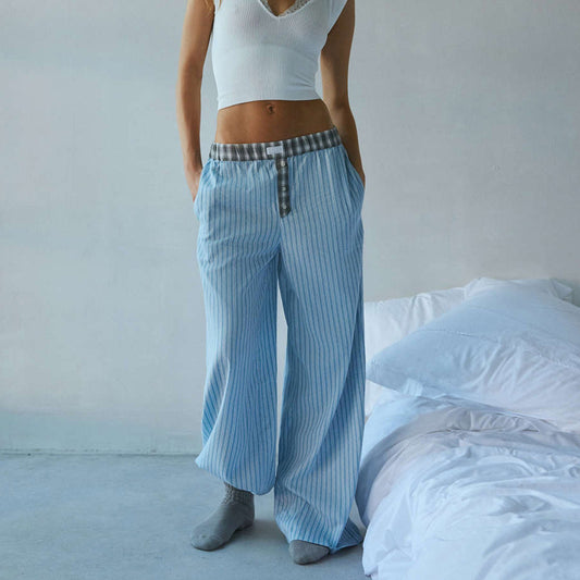 Women's Casual Comfortable Plaid Trousers Straight For Pants