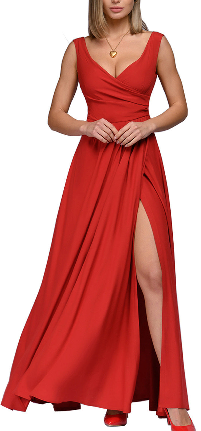 Summer Solid Color Sleeveless Waist Dress Dresses