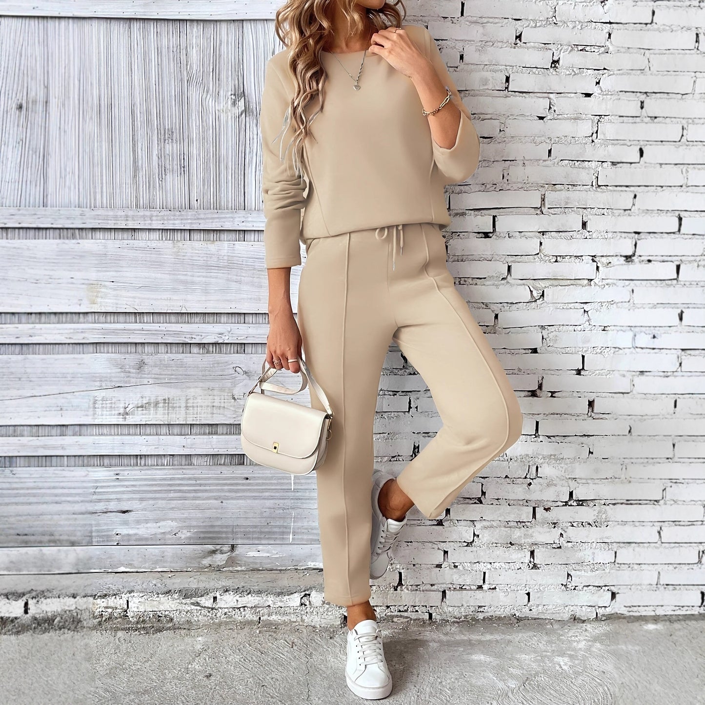 Glamorous Women's Autumn Round Neck Straight Fashion Casual Suit