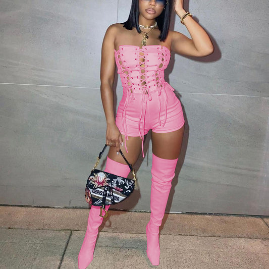 Women's Fashion Casual Sexy Cutout Sleeveless Solid Jumpsuits