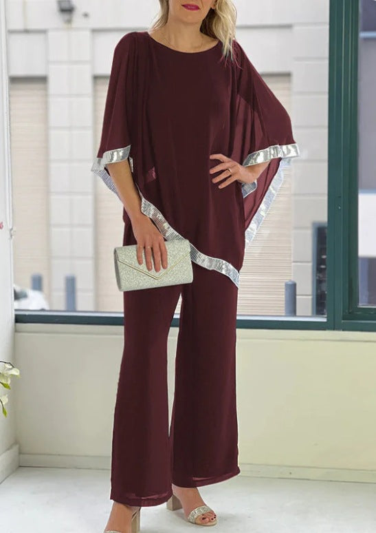 Women's Autumn Sequin Exquisite Round Neck Suits