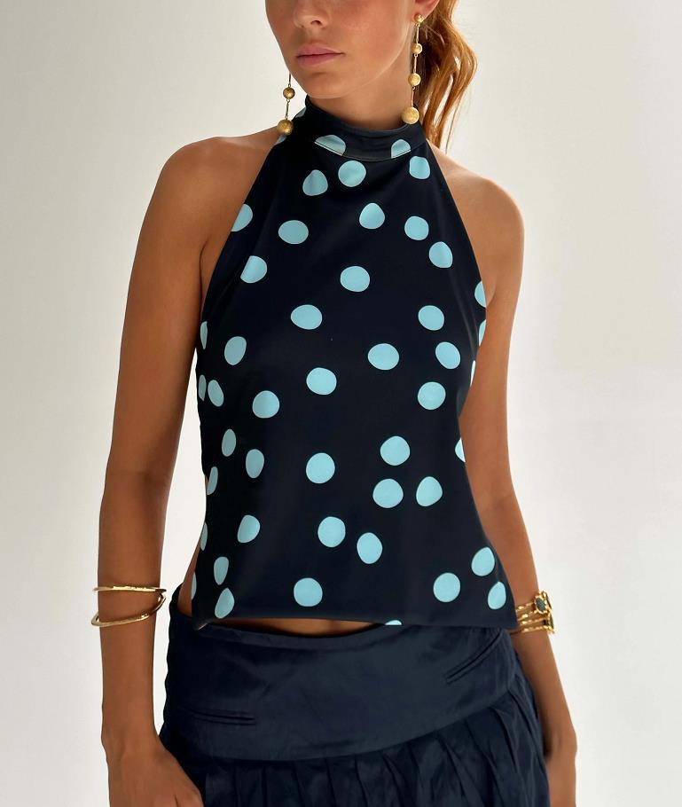 Women's Halter Elegant Sleeveless Cold-shoulder Long Irregular Tops