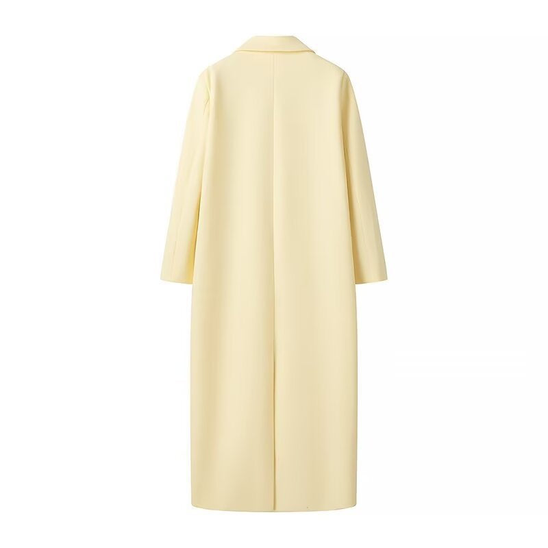 Women's Autumn Fashion Goose Yellow Woolen Long Coats
