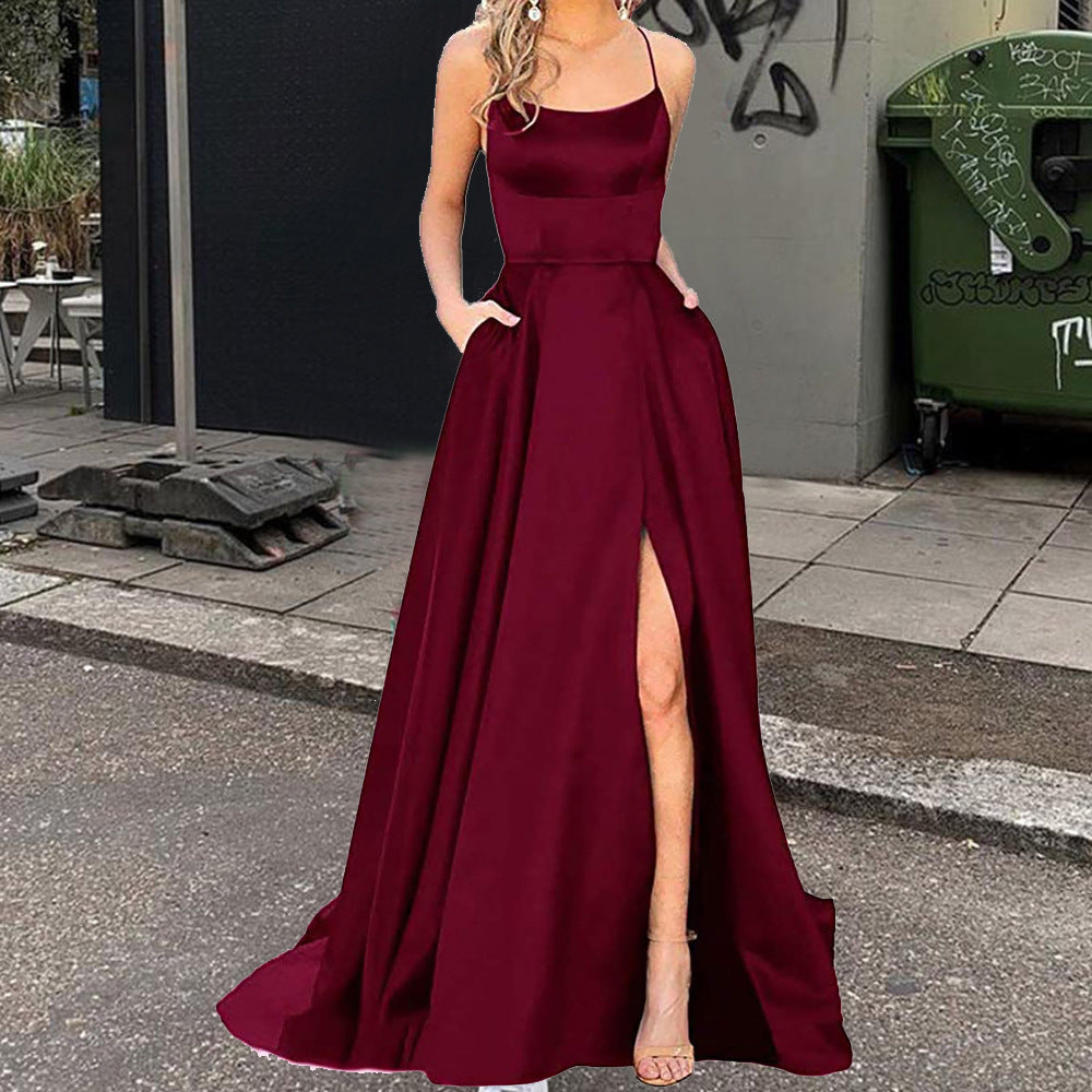 Bridesmaid Dress Long Slimming Shoulder Hollow Girlfriends Evening Dresses