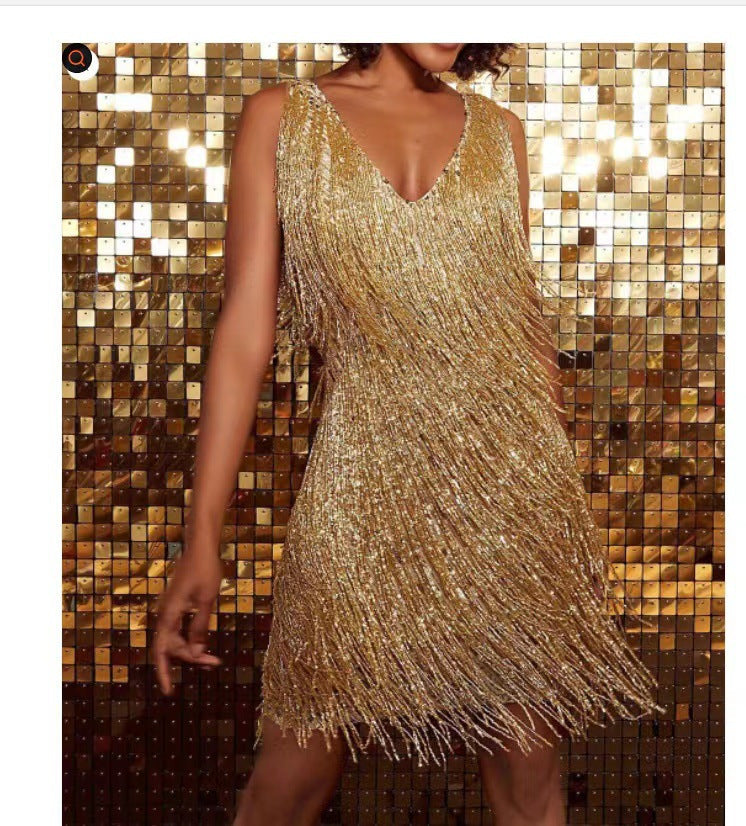 Women's Elegant Sexy Deep V Camisole Gown Dresses