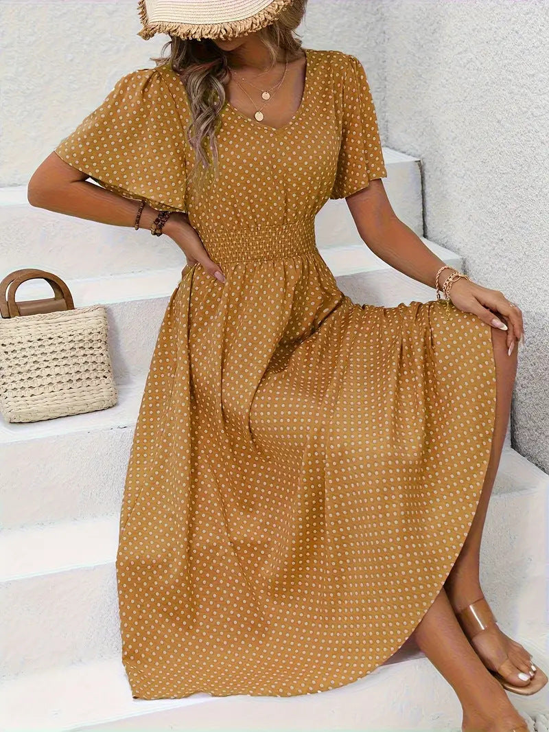 Quick Polka Dot Pullover Leisure Dress Dresses