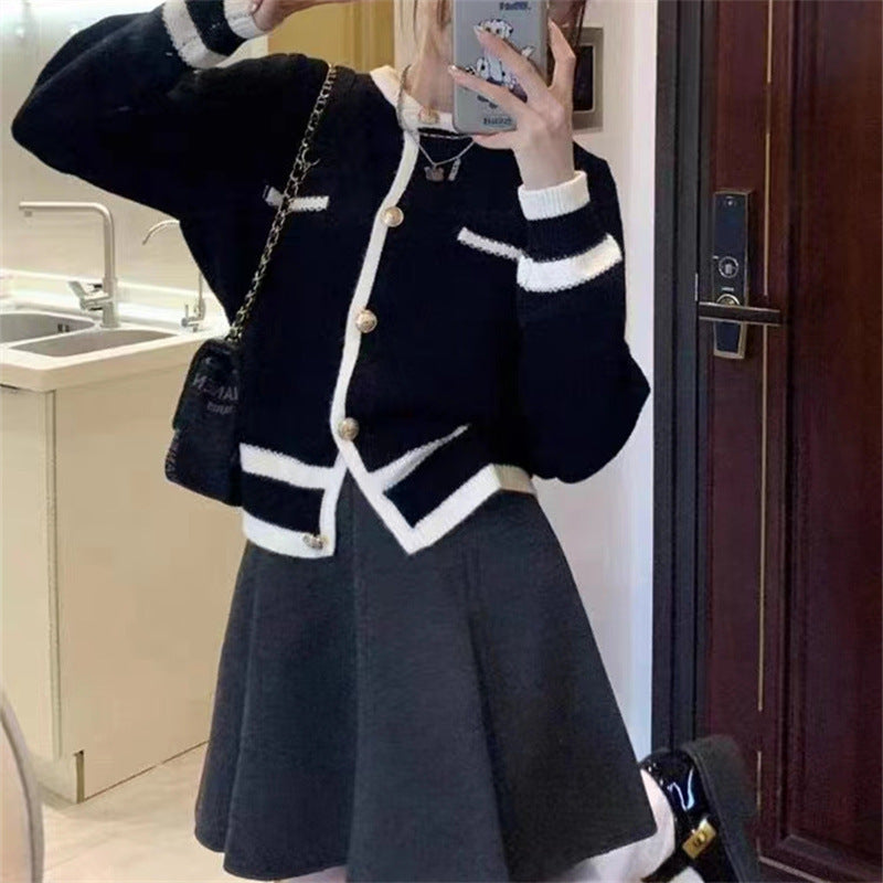 Women's Style Color Matching Korean Idle Loose Outer Match Women's Sweater