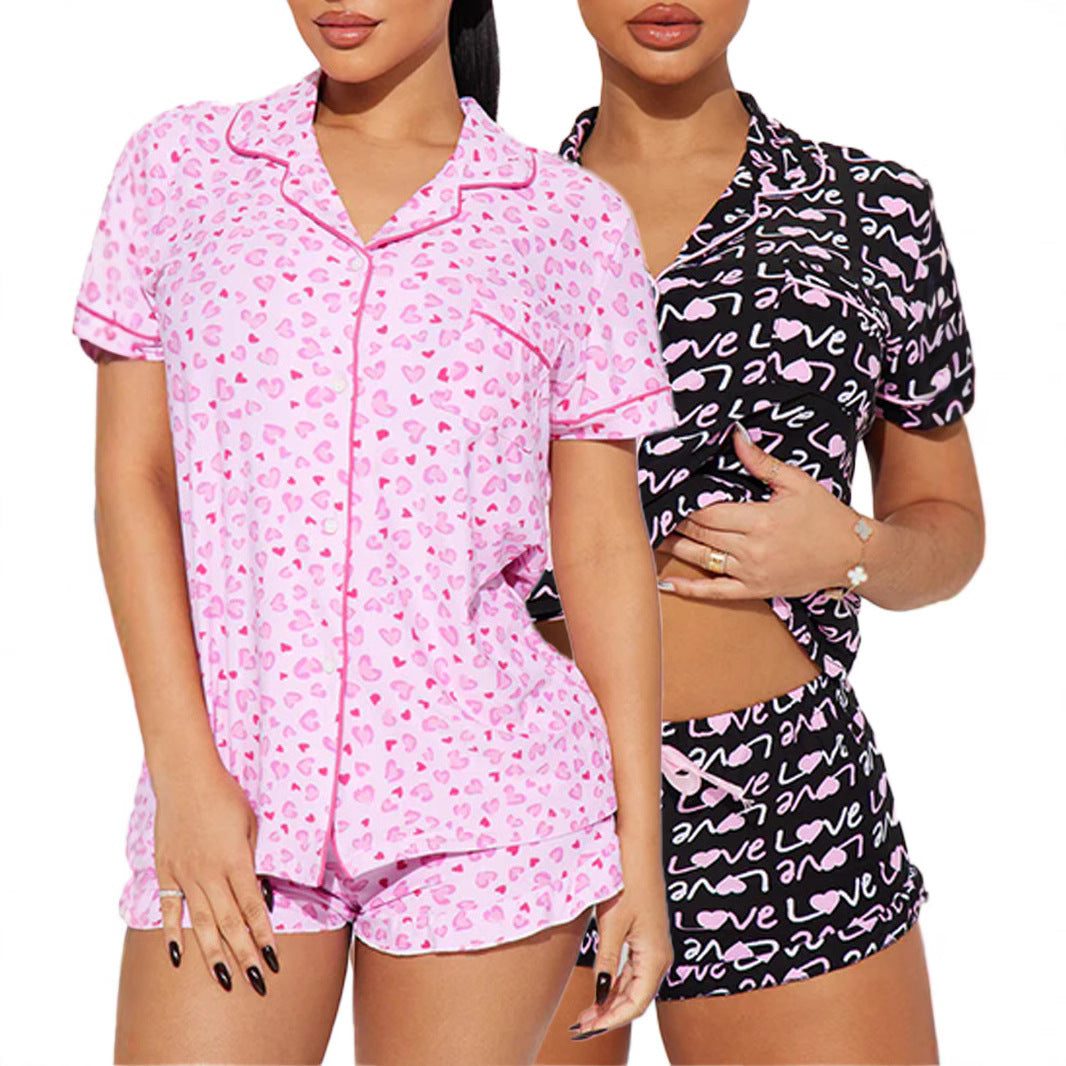Women's Summer Comfortable Home Short-sleeved Printed Modal Suits