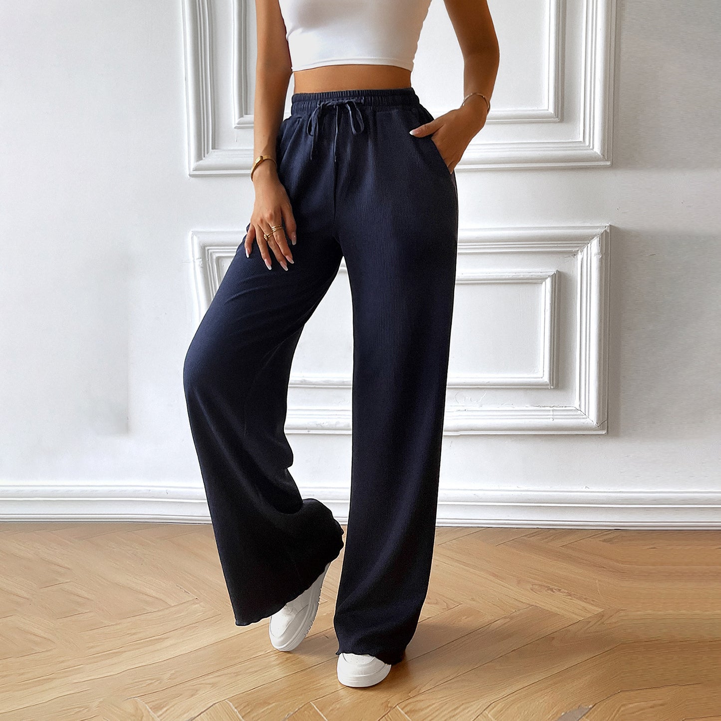 Women's Loose Casual Solid Color Wide Leg Pants