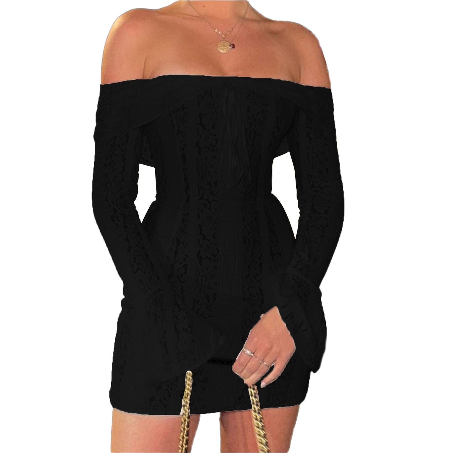 Women's Early Spring Sexy Hollow Long-sleeved Dress Clothing