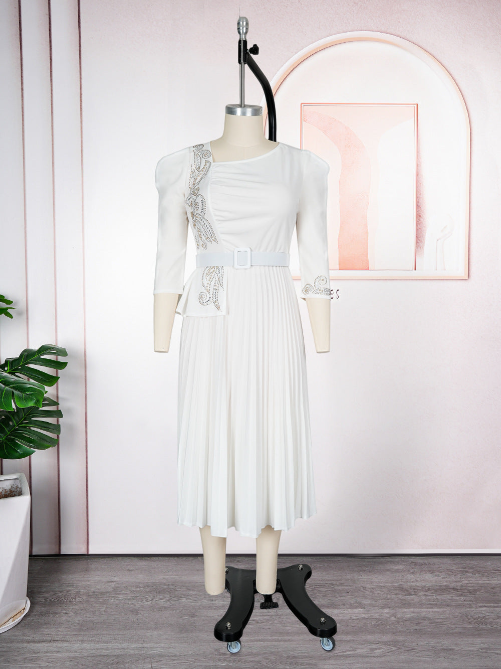 Women's Elegant Commuter Pleated African Wear Dress Dresses