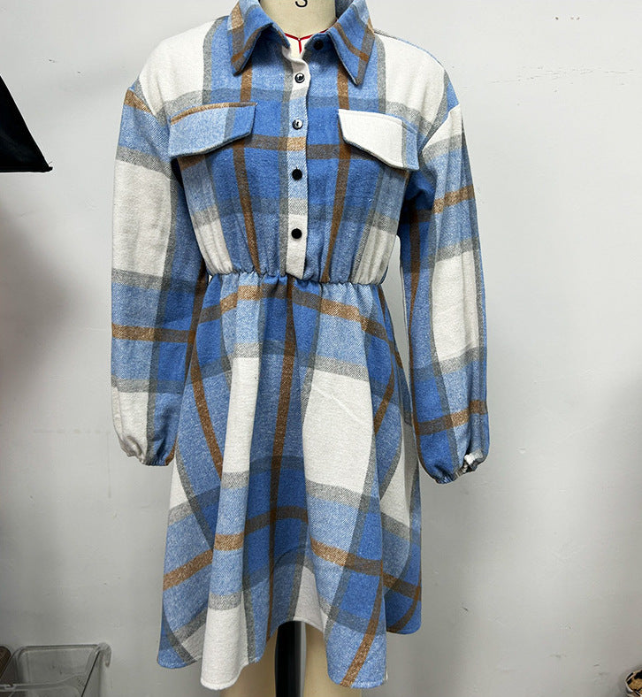 Striped Plaid Casual Shirt Elegant Style Coats