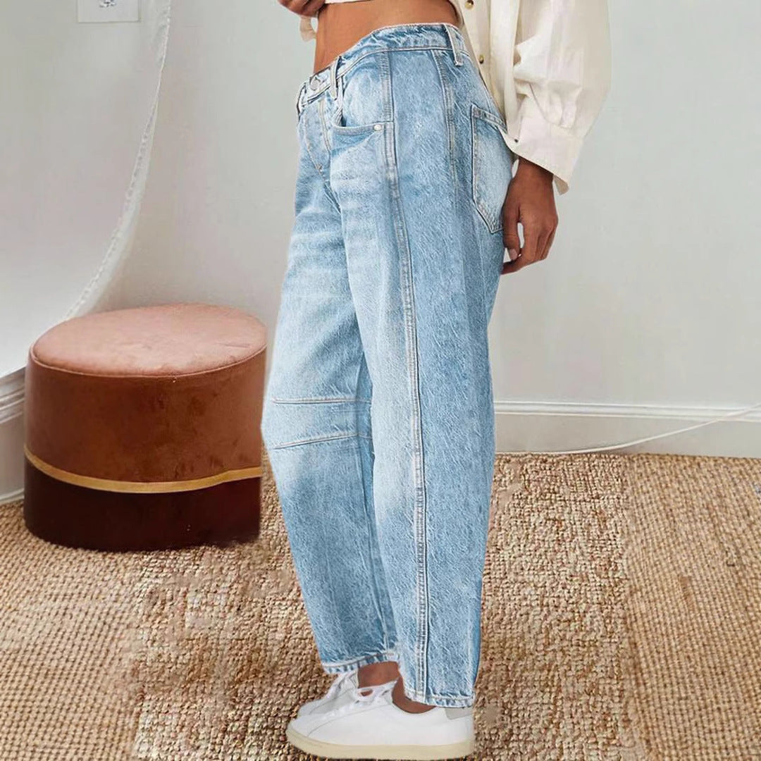 Women's Retro Banana Loose Machete Trousers Wide Jeans