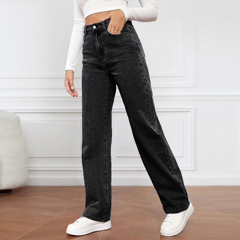 Women's New High Waist Wash Long Jeans
