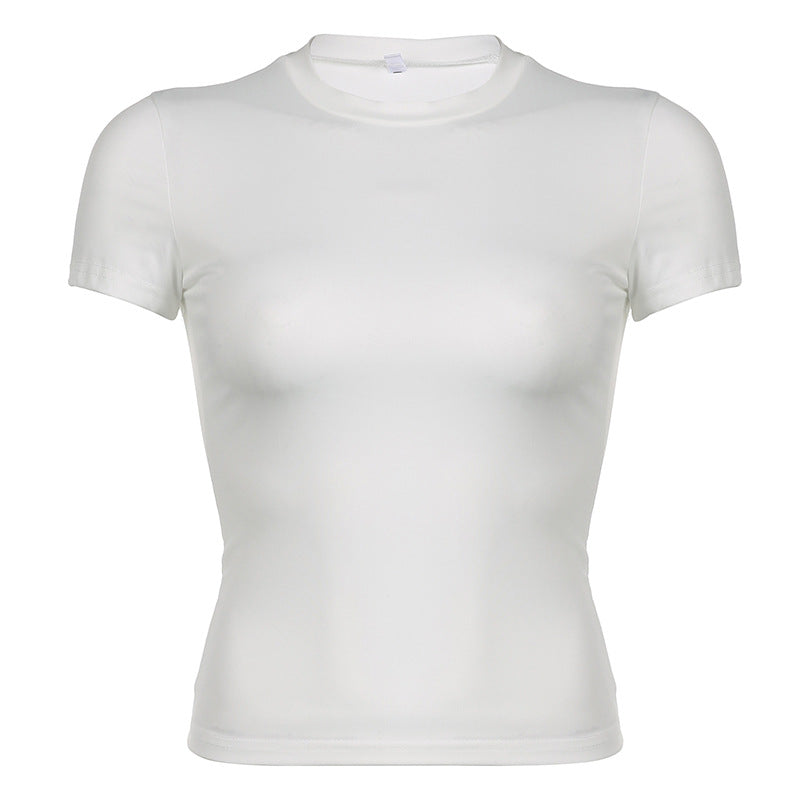 Neck Sleeve T-shirt Summer Trend Solid Blouses