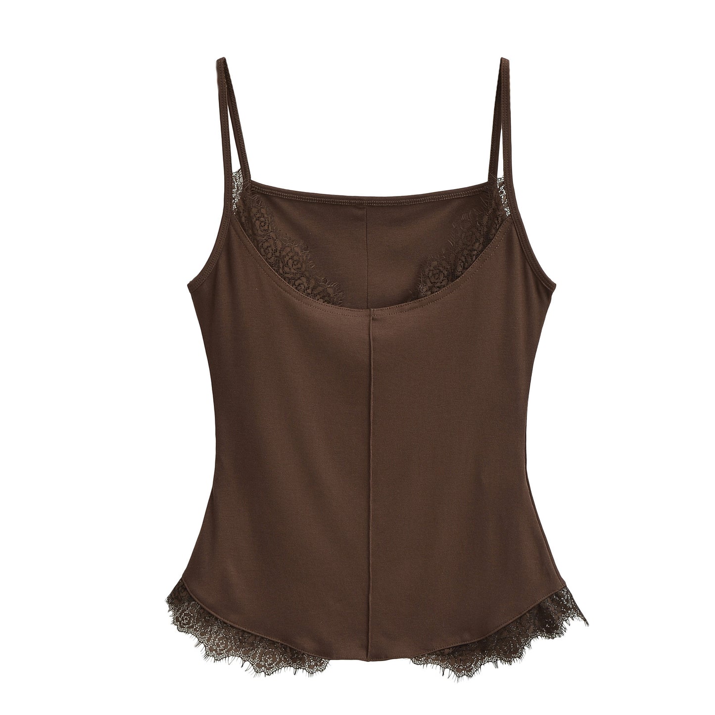 Women's Slim Lace Edge Round Neck Camisole Tops