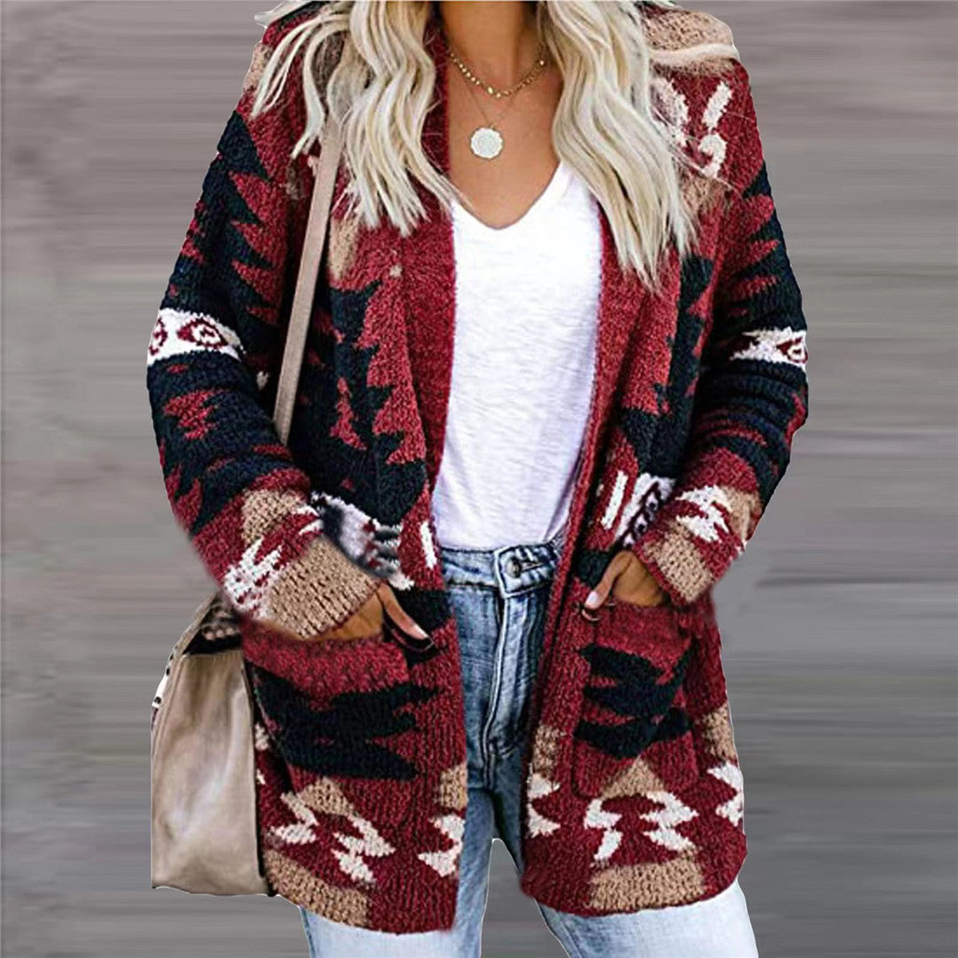 Women's Loose Halloween Christmas Style Printed Knitted Long Women's Sweater