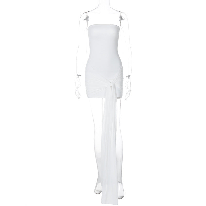 Women's Solid Color Elegant Wrapped Chest Waist Dresses