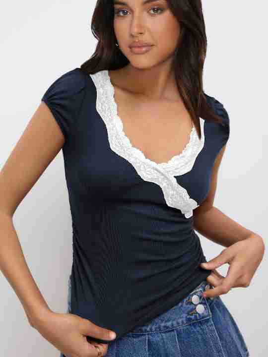 Women's Contrast Color Short-sleeved T-shirt Summer Hot Tops