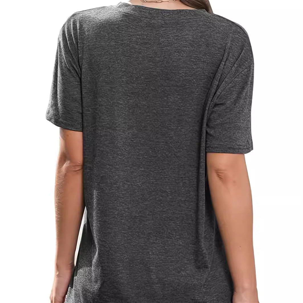 Women's Printed Round Neck Short-sleeved T-shirt Blouses