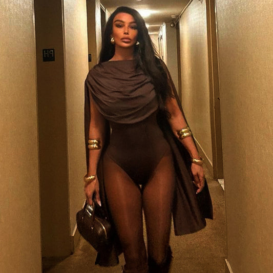 Women's Swing Collar Design Bottoming Long Sleeve Jumpsuits